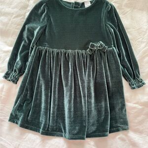 Carter's Velvet Kids Dress in Deep Green